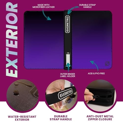 Top Loader Binder for 35pt-55pt Cards – 216 Slot Toploader Binder with 9-Pocket Pages, 4 PSA Slab Holders & Airtag Compartment, Sports Card Holder f