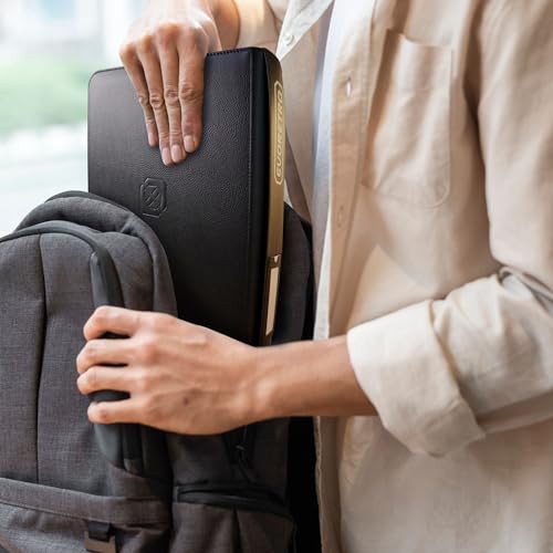 Toploader Binder - 35pt-55pt Topload Card Compatible, 4 Pocket Black Portable Top Loader Card Storage Album, 96 Slots Rigid Card Holder, 2 PSA Slab Po