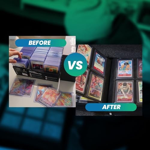 Toploader Binder - 35pt-55pt Topload Card Compatible, 4 Pocket Black Portable Top Loader Card Storage Album, 96 Slots Rigid Card Holder, 2 PSA Slab Po