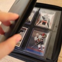 Toploader Binder - 35pt-55pt Topload Card Compatible, 4 Pocket Black Portable Top Loader Card Storage Album, 96 Slots Rigid Card Holder, 2 PSA Slab Po