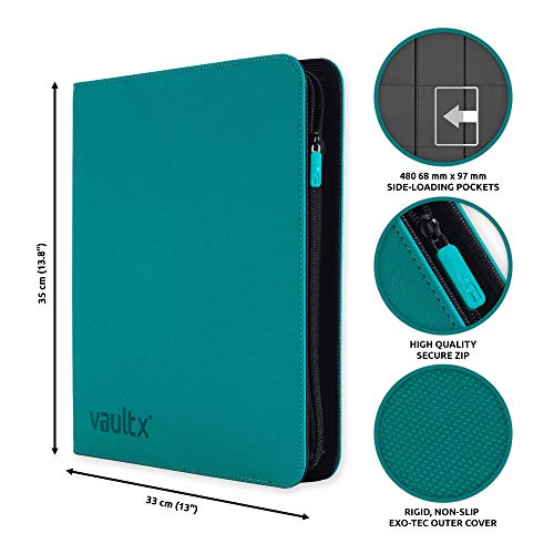 Vault X Premium Exo-Tec Zip Binder 12 Pocket, 20 Double-Sided Pages, 480 Side-Loading Slots for Board, Collectible or Trading Card Game Protective Fol