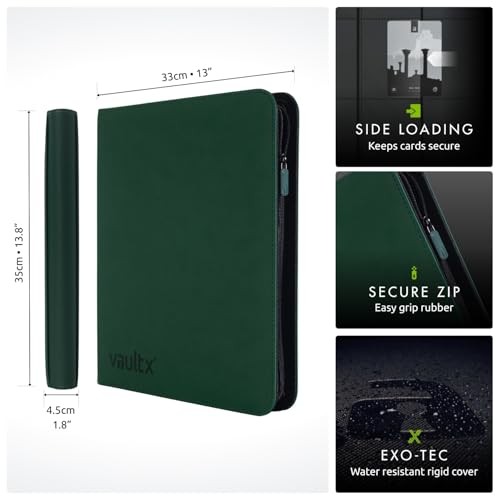 Vault X 12 Pocket Trading Card Zip Binder - 480 Cards, Premium Exo-Tec Album Material, 20 Side-Loading Pages, Folder for Collectible Card Games, Sport