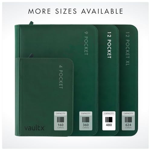 Vault X 12 Pocket Trading Card Zip Binder - 480 Cards, Premium Exo-Tec Album Material, 20 Side-Loading Pages, Folder for Collectible Card Games, Sport