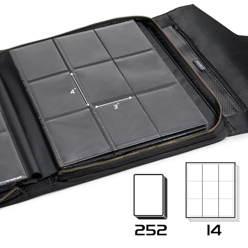 ENHANCE Standard Top Loader Binder - TCG Card Binder Fits 252 Toploader Cards in 9 Pocket Pages - Premium Protective Exterior, Pocket for Tag Tracker 