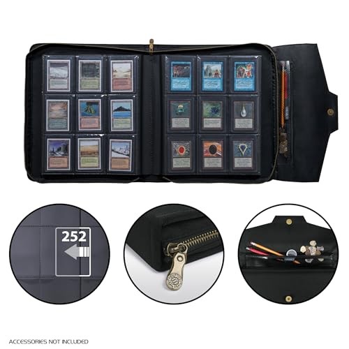 ENHANCE Standard Top Loader Binder - TCG Card Binder Fits 252 Toploader Cards in 9 Pocket Pages - Premium Protective Exterior, Pocket for Tag Tracker 