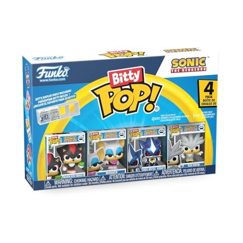 Funko Pop! Bitty 4pk: Sonic the Hedgehog - Shadow with Emerald, Rouge, Neo Metal Sonic, and Silver - 0.9 Inch (2.2 Cm) Collectable - Stackable Display