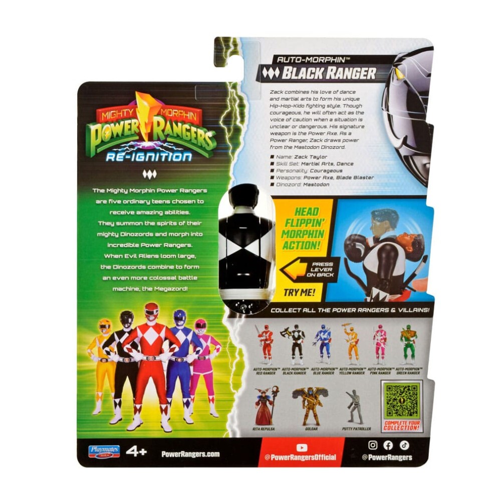 Power Rangers Black Ranger Auto Morphin Figure Re-Igniton