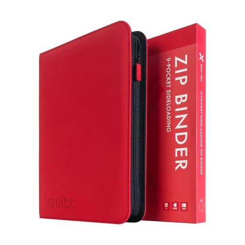 VaultX 9 Pocket, Exo-Tec Zip Binder 360 - 20 Side Loading Pages, Fire Red