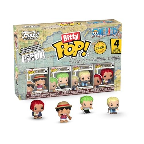 Funko Bitty Pop! One Piece - Luffy 4 Pack - 1/6 Odds for Rare Chase Variant and a Surprise Mystery Mini Figure - 0.9 Inch (2.2 Cm) Collectable - Stack
