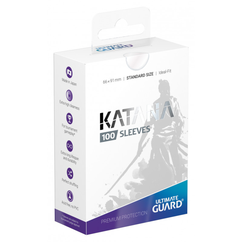 Katana Sleeves - Transparent (100) [Standard Size, 66 X 91mm] - Ultimate Guard