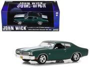 1970 Chevrolet Chevelle SS 396 Green with White Stripes John Wick (2014) Movie 1/43 Diecast Model Car by Greenlight
